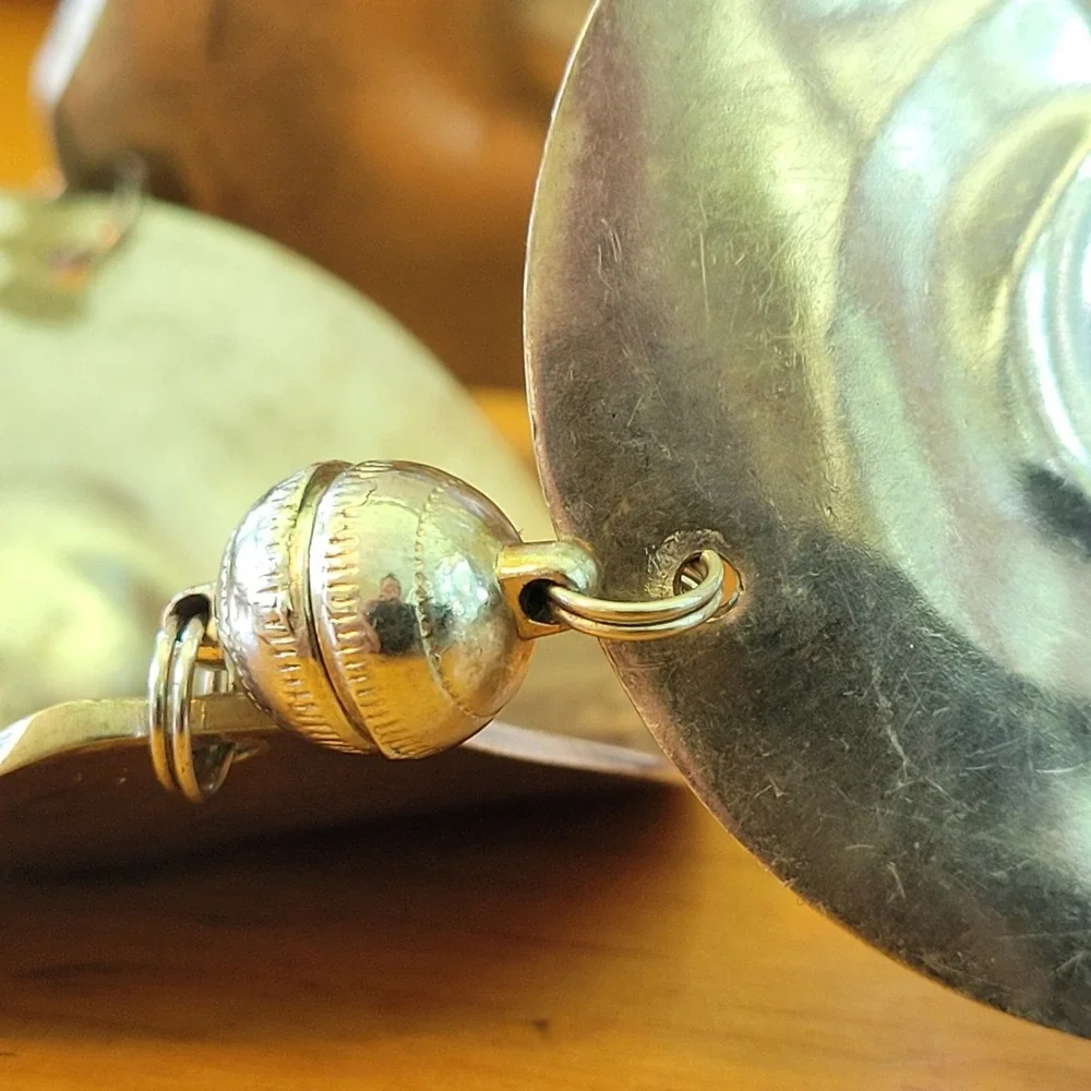 Vintage Modernist Silver Tone Sculptural Panel Bracelet Magnetic Clasp 54g